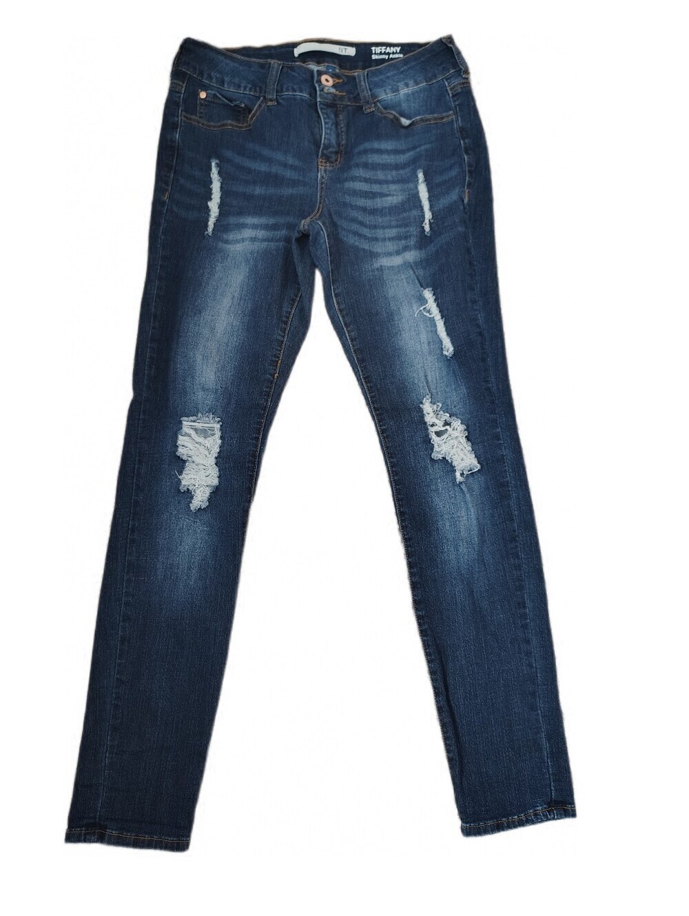 iT! Tiffany Skinny Ankle Jeans | Women's Size 6 | Distressed Dark Wash Stretch